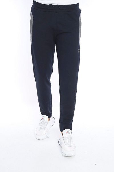 NEED LİFE Men's Navy Blue Corded Half Cuff Slim Fit Sweatpants