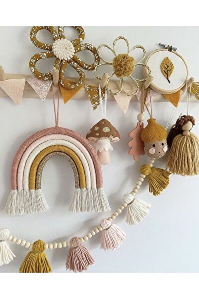 afralya home Bebek / Çocuk Odası Özel Tasarım Gökkuşağı Duvar Süsü - Flama/ba...