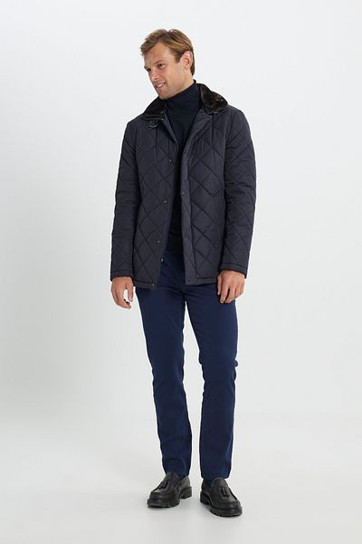 AC&Co / Altınyıldız Classics Ανδρικό παλτό Navy Blue - Standard Fit, Stand γιακά και πλαϊνές τσέπες