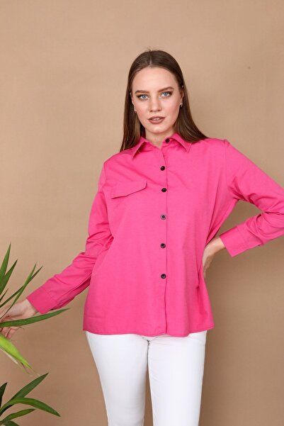 JESSE STORY Дамска риза с гол гръб в цвят фуксия