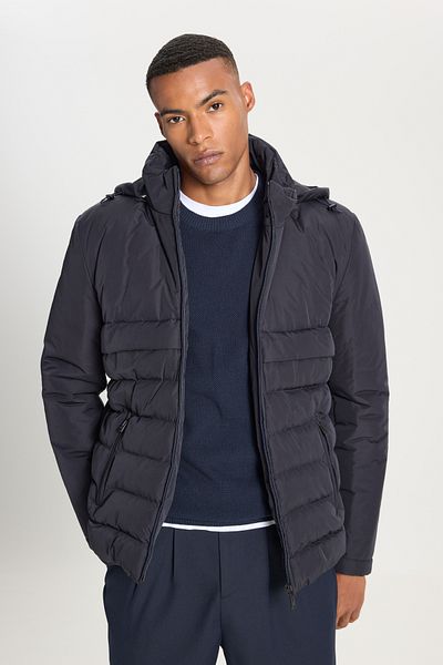 AC&Co / Altınyıldız Classics Ανδρικό παλτό Navy Blue - Standard Fit, Stand γιακά και πλαϊνές τσέπες