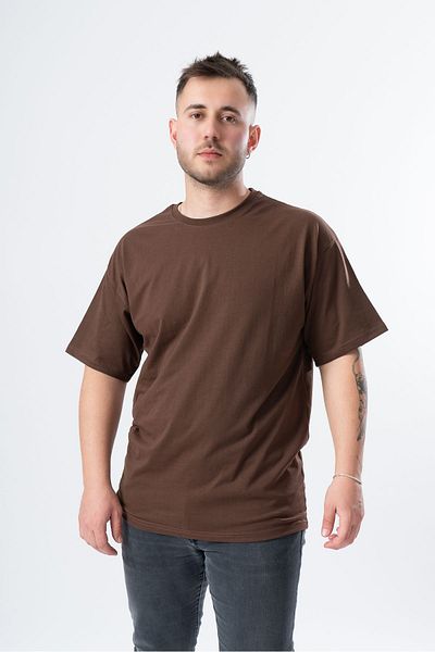 RASCHA Ανδρικό μπλουζάκι Oversize Crew Neck καφέ