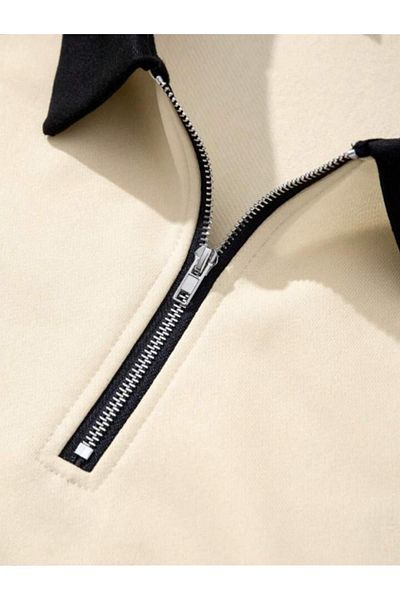 RASCHA Φούτερ Unisex Beige California με στάμπα με φερμουάρ με λαιμόκοψη