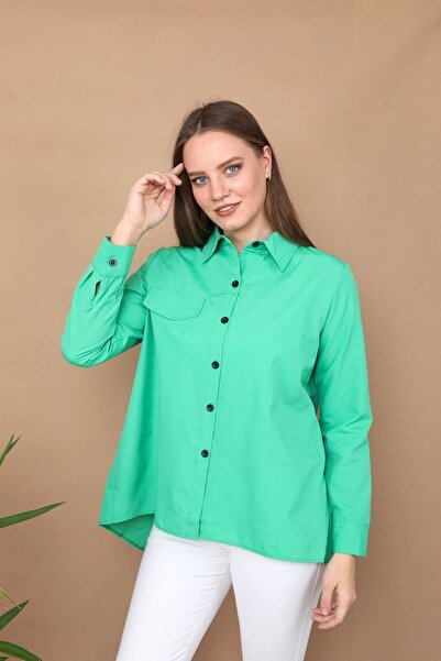 JESSE STORY Зелена дамска риза с гол гръб