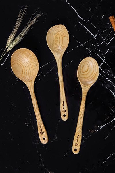 Öz ahsap 3 Pieces Premium Handcrafted Easy to Clean Wooden Spoon, Pot, Rice Spoon