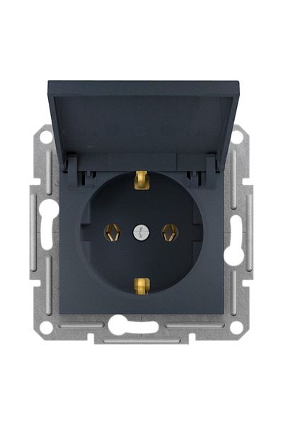 Schneider Electric مقبس مؤرض مغطى من Asfora، بدون إطار، أنثراسايت Eph 3100171 .
