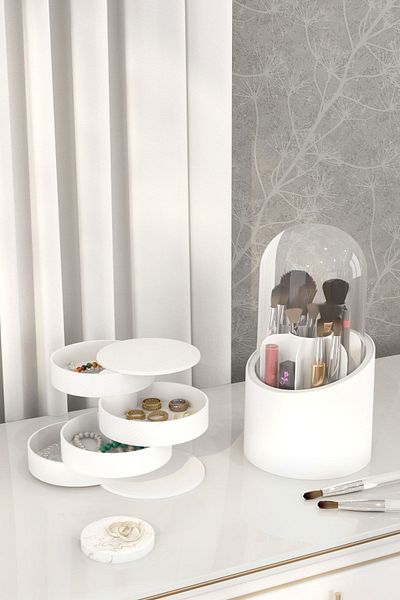 Pufwin Home Διπλό Σετ Organizer Κουτί οργάνωσης κοσμημάτων και πινέλο μακιγιάζ Κουτί οργάνωσης καλλυντικών