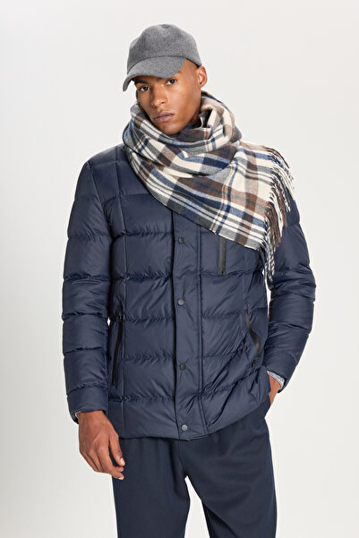 AC&Co / Altınyıldız Classics Ανδρικό παλτό Navy Blue - Standard Fit, Stand γιακά και πλαϊνές τσέπες