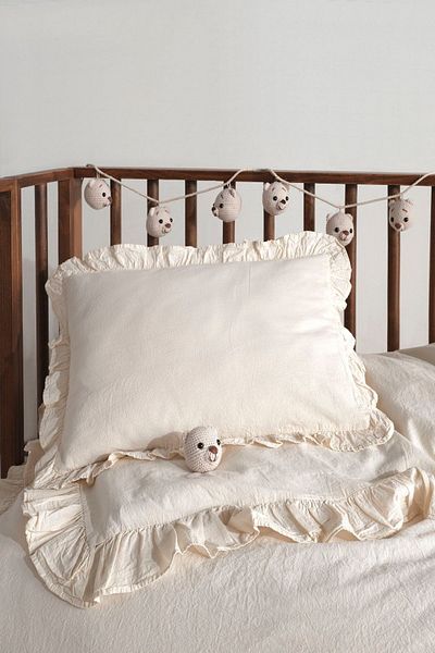 Macas Home Cotton Frilly Washable Pillow Case 2*35*45