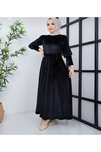 MÇmoda Rochie din catifea cu maneci cu baloane