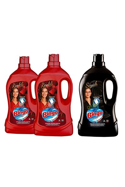 Bingo Renkli Sıvı Bakım Çamaşır Deterjanı x2+Keratinli Siyahlar için Renk
