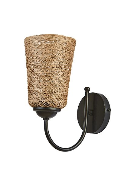 Bozyaka Aydınlatma Zeta Black Decorative Metal - Body Wicker Accessory, Wall Sconce
