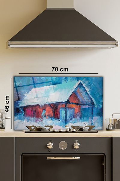 Rosyvien Protector de spate pentru aragaz din sticlă abstractă Home Art, protecție încorporată pentru bucătărie și blat, cu temperat și rodaj