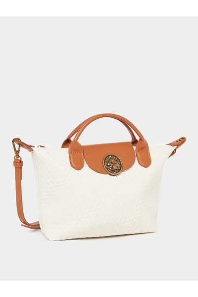Styli Textured Metal Patch Accent Handbag