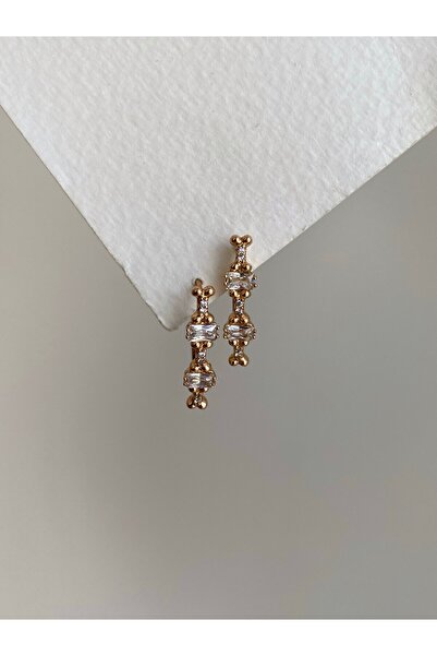 Owentis Çelik Rose Gold Zümrüt Kesim Taşlı Bridget Küpe -kararma Yapmaz-