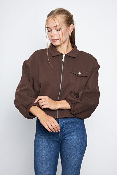 ESPİNA Γυναικείο μπουφάν με μανίκια και φερμουάρ - γιακάς πουκάμισου