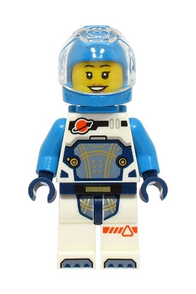 LEGO Moc City Town Minifigure - Mars Lunar Researcher Laughing Woman Blue Astronaut Accessory