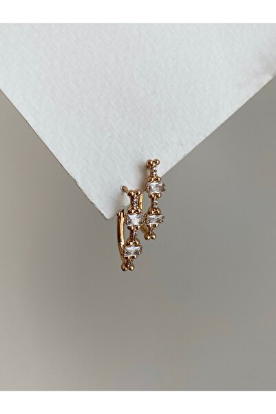 Owentis Çelik Rose Gold Zümrüt Kesim Taşlı Bridget Küpe -kararma Yapmaz-