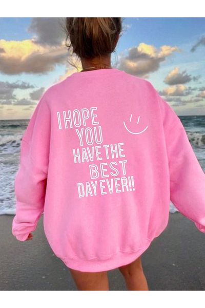 Revasser HOPE Special Printed Μαύρο Oversize βαμβακερό φούτερ - Unisex Crew Neck