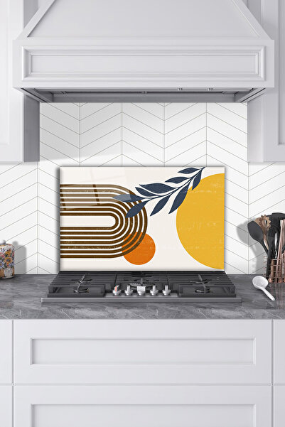 Rosyvien Minimalist Leaf Glass Stove Back Protector, Kitchen Built-In and Cou...