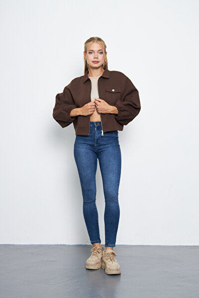 ESPİNA Γυναικείο μπουφάν με μανίκια και φερμουάρ - γιακάς πουκάμισου