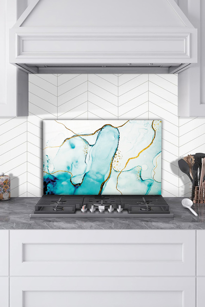 Rosyvien Синій золотий захисний екран для духовки, захист для вбудованої техн...