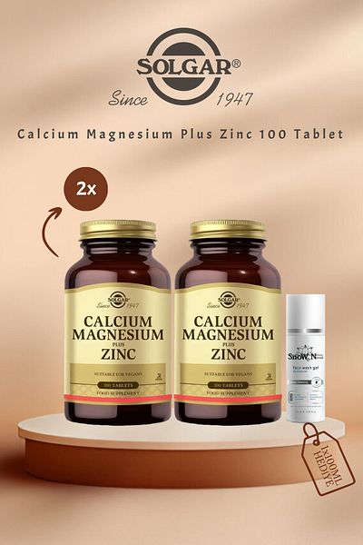 Solgar Calcium, Magnesium and Zinc Plus 100 Tablet Set - 2 Pieces + Gel Gift