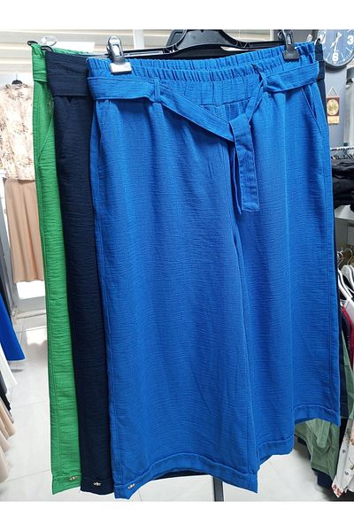 AKŞEN GİYİM Pantaloni cu fustă din bumbac și in mărime mare - Lungime 90 cm, picior dublu cu creasta