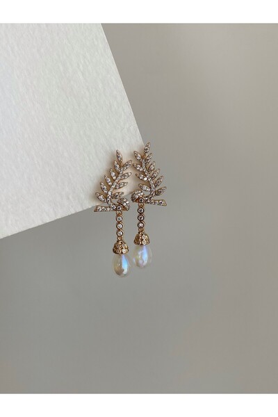 Owentis Steel Rose Gold Sparkling Pearl Rhapsody Earrings - Does Not Tarnish -