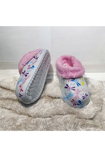 GEZER Papuci Eva roz pentru fete - blană în interior și exterior
