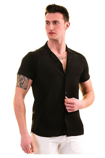 Exve Exclusive Black Basic Oversize Relaxed Fit Soft Touch Short Sleeve Shirt