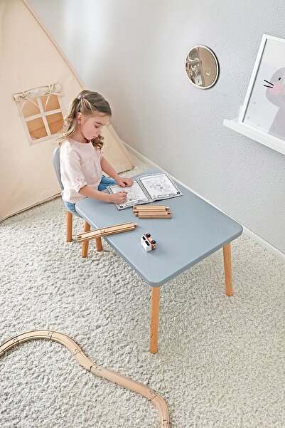 Bee Smart Ahşap Montessori Aktivite Masası Sandalyesi, Çocuk Masa Sandalye Ta...