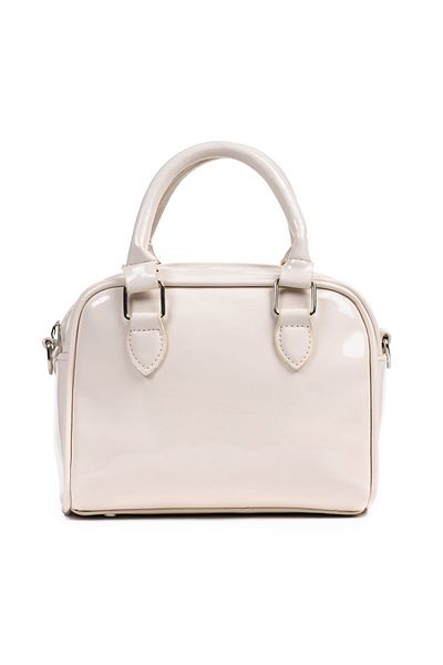 macharel jeans Soft Textured Cream Patent Leather - Small Crossbody Bag