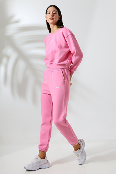 Endies Enjeksiyon Baskılı Şardonlu Eşofman Takımı 21698 PEMBE