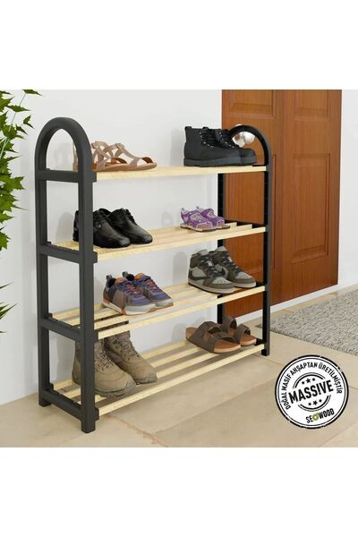 Genel Markalar 4 Katlı 1.sınıf Süper Kalite Stickwood Masif Ahşap Ayakkabılık Sw-6504