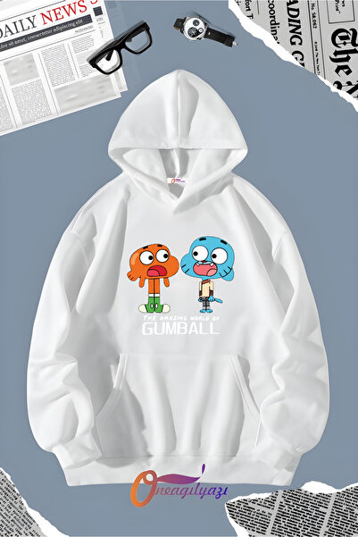 oneagılyazı سويت شيرت بطبعة غامبول بغطاء للرأس