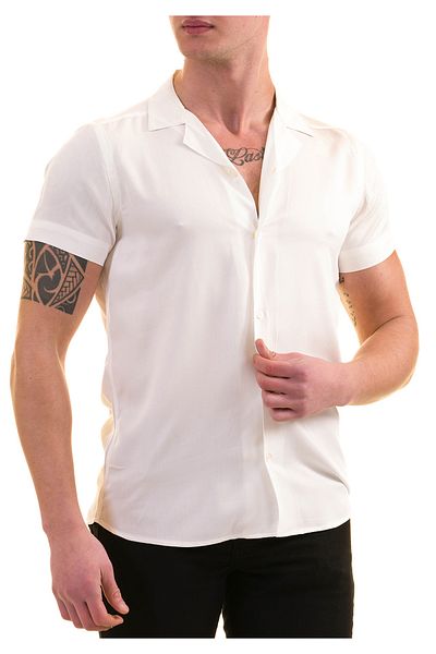 Exve Exclusive Λευκό Basic Oversize Loose Cut Soft Touch κοντομάνικο πουκάμισο