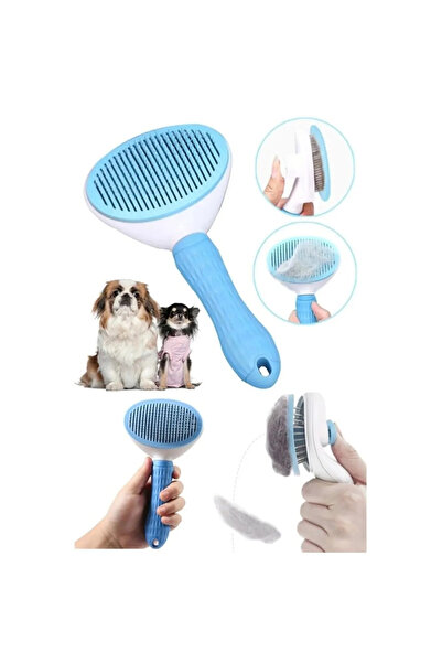 ARVALE Otomatik Temizlenen Tuşlu Kedi Köpek Tarağı Evcil Hayvan Fırçası
