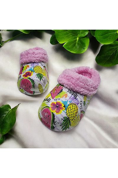 GEZER Ροζ Eva Girl's Slippers - Γούνα Εσωτερικά, Εξωτερικά