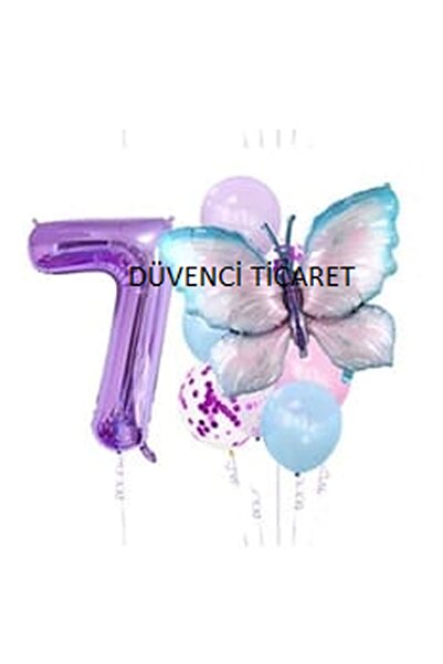 DÜVENCİ TİCARET MOR RAKAMLI KELEBEK FOLYOLU BALON SET