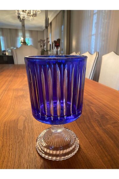 Genel Markalar Dekoratif Home Dekoratif Mavi Ayaklı Mumluk Vazo