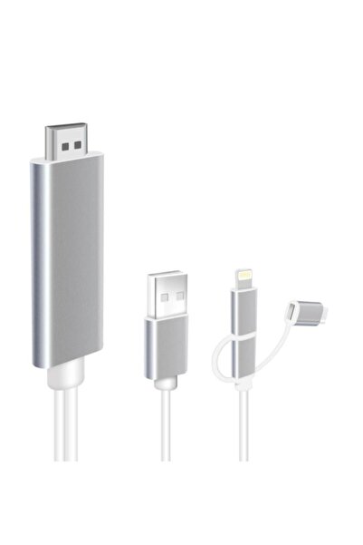 MiraScreen Hdmi Görüntü Aktarım Tv Kablosu Iphone-type C -samsung Uyumlu 3in 1 Usb Hdtv