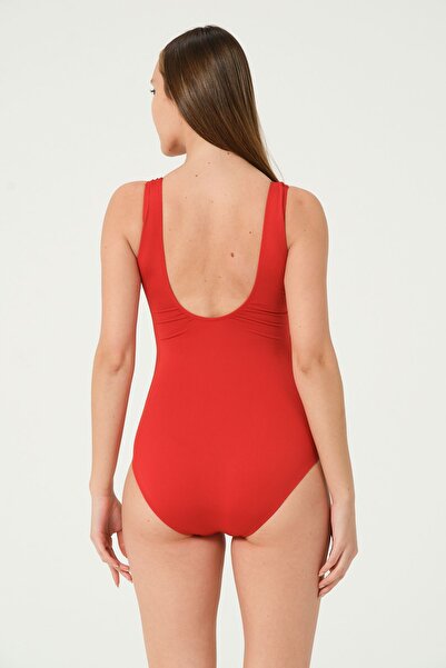 vawensea Women's Solid Color Swimsuit Red (with Breast Pad)