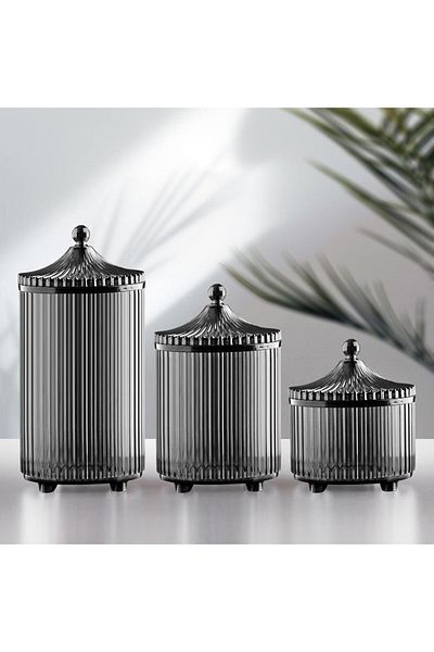 Vienev 3-Piece Funnel Lid Serrated Sugar Bowl Anthracite.