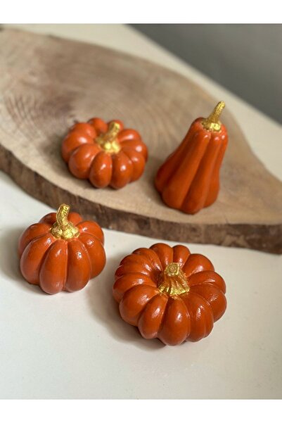 Bautinq Store Balkabağı 4'lü Dekor Kombin Set Beton Kabak Obje Biblo Bal Kaba...