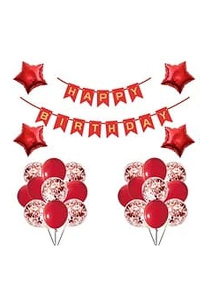 DÜVENCİ TİCARET Star Patterned Happy Birthday Balloon Set