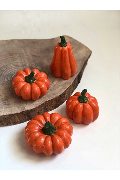 Bautinq Store Balkabağı 4'lü Dekor Kombin Set Beton Kabak Obje Biblo Bal Kaba...