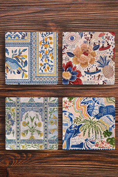 Begoloni Stone Decor طقم قواعد أكواب من الحجر الطبيعي مكون من 4 قطع -