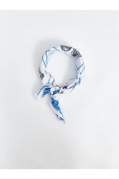 LC Waikiki Lcw Accessories - Women's Satin Scarf, Ecru Printed Pattern