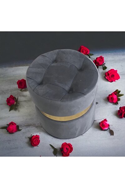 YARENWOOD Puf Lüks Silinebilir Kumaş Kapitoneli Gold Detaylı